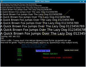 SIEGE window displaying rendered non-ASCII text